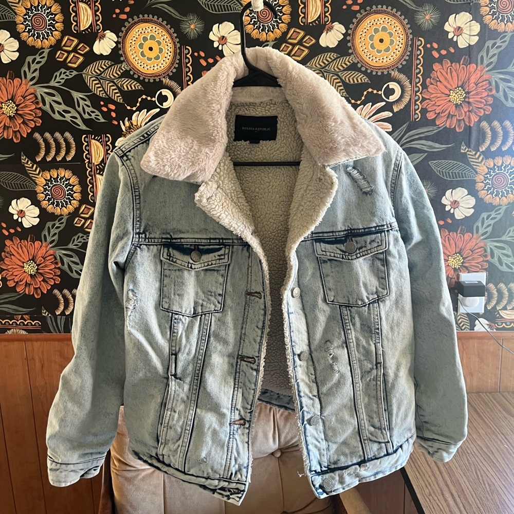 Banana Republic Light Blue Sherpa-Lined Jacket
